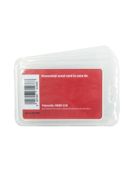 Suport ecuson CNX 609V, vertical, 110x70mm, rigid, pentru carte de vizita