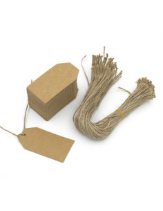 Etichete carton kraft cu sfoara, 40x75mm, set 100 buc
