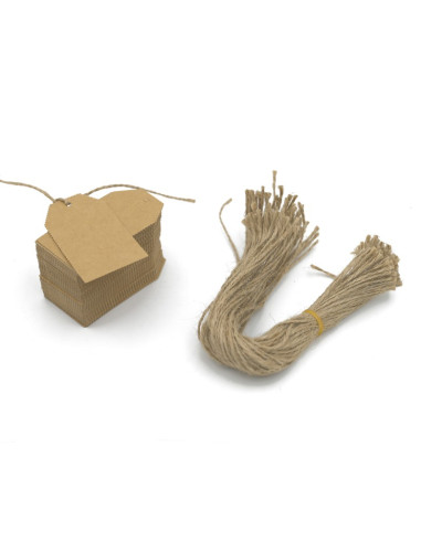 Etichete carton kraft cu sfoara, 40x75mm, set 100 buc
