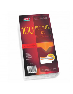 Plic standard DL GPV 121014, alb, 80g/mp, 110x220mm, autoadeziv, set 100 buc