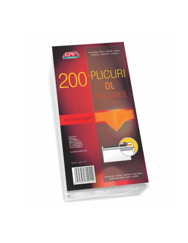 Plic standard DL GPV 70011, alb, 80g/mp, 110x220mm, siliconic, cutie 200 buc