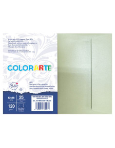 Plic color pentru invitatie Colorarte Perla, verde menta perlat, 120g/mp, 120x180mm, set 25 buc