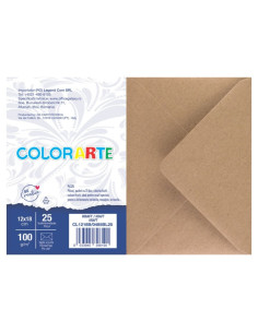 Plic color pentru invitatie Colorarte Kraft, 90g/mp, 120x180mm, set 25 buc