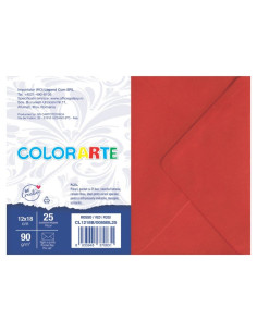 Plic color pentru invitatie Colorarte Fantasia, rosu, 90g/mp, 120x180mm, set 25 buc