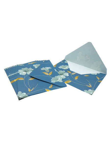 Plic color CNX, 130x180mm, 120g, albastru cu model floral, set 10 buc