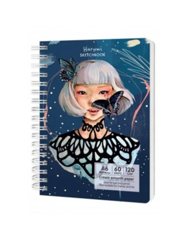 Blocnotes A5 Drasca, 60 file, 120g, velin, cu spira, 14.8x21cm, harumi 90090017169