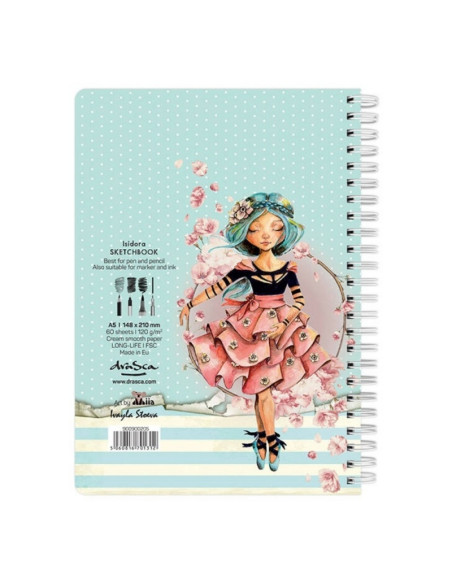 Blocnotes A5 Drasca, 60 file, 120g, velin, cu spira, 14.8x21cm, isidora 900900205