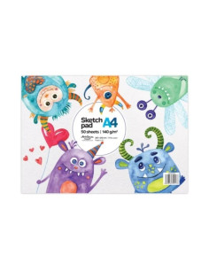 Blocnotes A4 Drasca, 50 file, 140g, lipit, 29.7x21cm, glued monsters 900900281