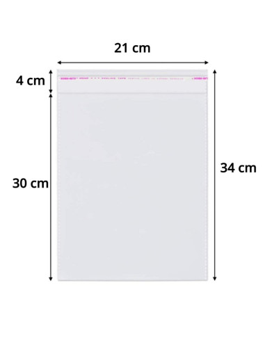 Punga PVC, 21x34cm, 0.4 microni, cu clapeta adeziva