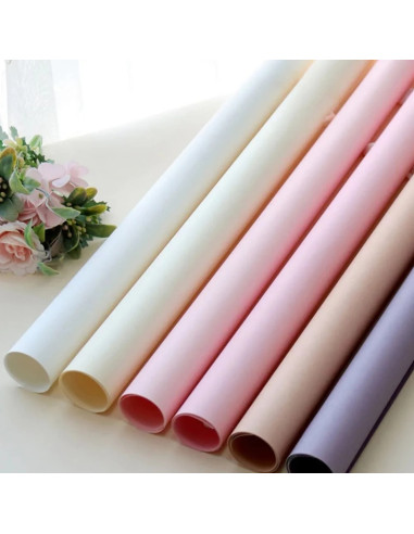 Hartie ambalat pentru cadou roz, model flori, 380x500cm, set 10 coli