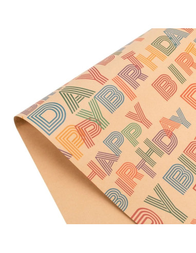 Hartie ambalat pentru cadou kraft, Happy Birthday, 700x500cm, set 50 coli