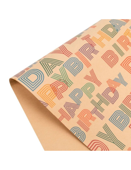 Hartie ambalat pentru cadou kraft, Happy Birthday, 700x500cm, set 50 coli