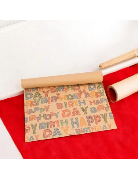 Hartie ambalat pentru cadou kraft, Happy Birthday, 700x500cm, set 50 coli