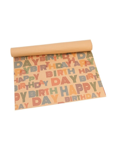 Hartie ambalat pentru cadou kraft, Happy Birthday, 700x500cm, set 50 coli