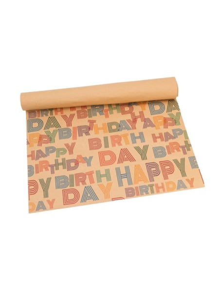 Hartie ambalat pentru cadou kraft, Happy Birthday, 700x500cm, set 50 coli