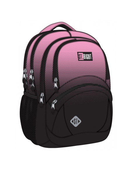 Ghiozdan St.Majewski St.Right Pink Gradient, 42cm, 4 compartimente, 1 buzunar, negru cu roz