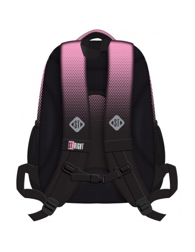 Ghiozdan St.Majewski St.Right Pink Gradient, 42cm, 4 compartimente, 1 buzunar, negru cu roz