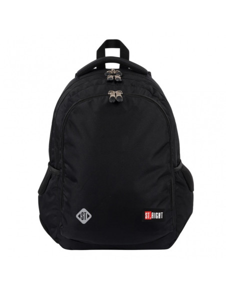 Ghiozdan St.Majewski St.Right Black, 46cm, 3 compartimente, 2 buzunare, negru