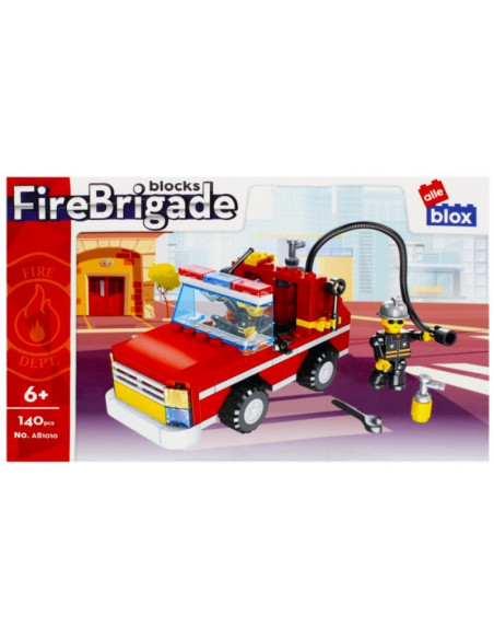 Set de constructie Alleblox Fire Brigade - masina de pompieri pentru interventie rapida - AB1010 / 578232, 140 piese, 6+