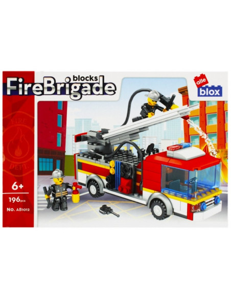 Set de constructie Alleblox Fire Brigade - camion cu scara - AB1012 / 478249, 196 piese, 6+