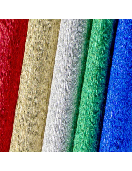 Hartie creponata Colorarte M01, 25x50cm, diverse culori metalizate, set 5 role
