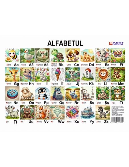 Plansa A4 Alfabetul, carton 230g/mp, laminat pe fata