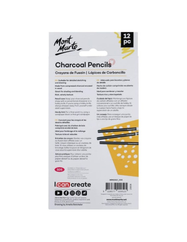 Creion grafit Mont Marte MPN0017, 3 tarii diferite, set 12 buc