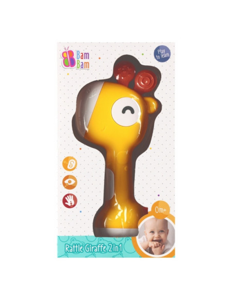 Jucarie zornaitoare girafa BamBam 570578, 9x20x3cm, +0luni
