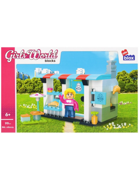 Set de constructie Alleblox Girls World - stand de brutarie - AB6025 / 547905, 99 piese, 6+