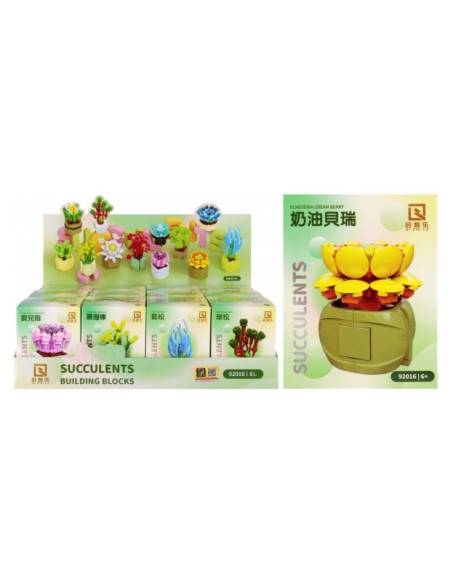 Joc constructie flori MegaCreative 573955, diferite modele, 8x10x8cm, 12buc/display, +6ani