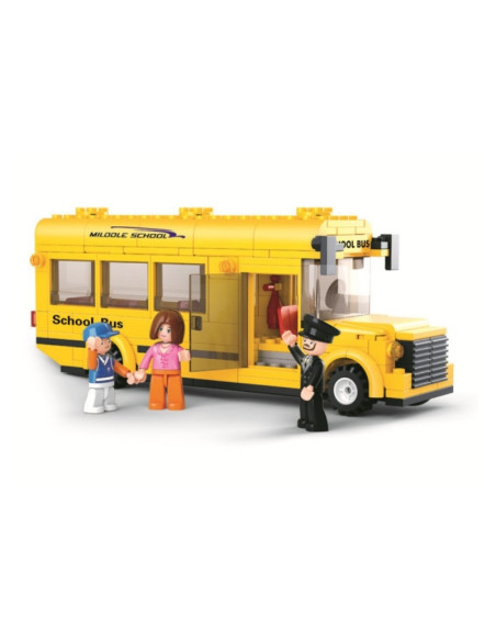 Joc de constructie Autobuz scolar, pvc, Sluban M38-B0507, 219 piese, 33x23.7x5.4cm