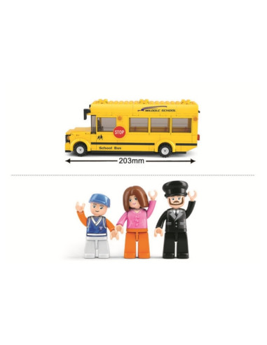 Joc de constructie Autobuz scolar, pvc, Sluban M38-B0507, 219 piese, 33x23.7x5.4cm