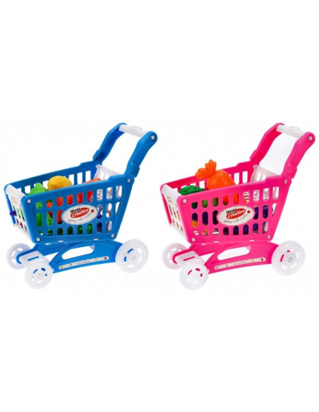 Set supermarket - carucior de cumparaturi - 8 accesorii incluse, albastru/roz, MegaCreative 459473, 3+ ani