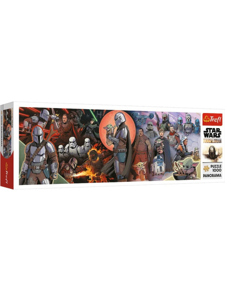 Puzzle carton 1000 piese Trefl Star Wars - Mandalorian panorama, 29052, 12+ ani