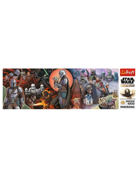 Puzzle carton 1000 piese Trefl Star Wars - Mandalorian panorama, 29052, 12+ ani