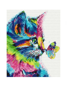 Set pictura pe numere 40x50cm, Brushme - Pisica colorata - pensule, culori, BS31326 2
