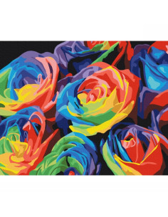 Set pictura pe numere 40x50cm, Brushme - Trandafiri curcubeu - pensule, culori, BS057 2