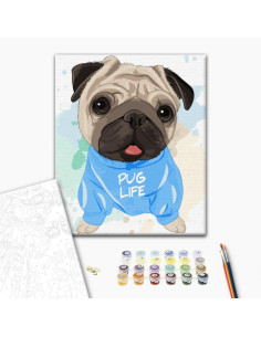 Set pictura pe numere 40x50cm, Brushme - Caine stralucitor - pensule, culori, BS51352