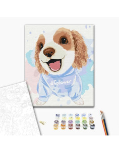 Set pictura pe numere 40x50cm, Brushme - Catelul prieten - pensule, culori, BS51353