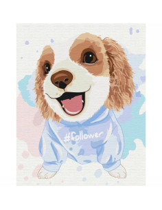 Set pictura pe numere 40x50cm, Brushme - Catelul prieten - pensule, culori, BS51353 2