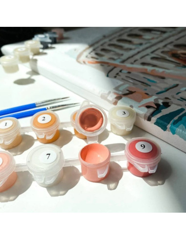 Set pictura pe numere 40x50cm, Brushme - Catelul prieten - pensule, culori, BS51353