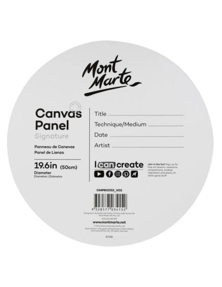 Panza pictura 50x50cm, Mont Marte, CMPR0050, rotunda, 3mm (carton panzat)