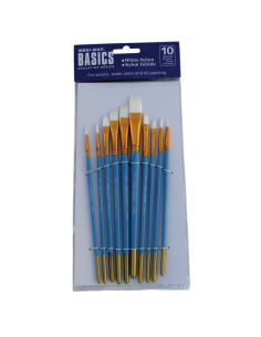 Pensula Magi-Wap BREA1013K, varf nylon rotund, lat, lat oblic, pictura cu ulei/culori acrilice/acuarele, set 10 buc