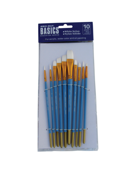 Pensula Magi-Wap BREA1013K, varf nylon rotund, lat, lat oblic, pictura cu ulei/culori acrilice/acuarele, set 10 buc