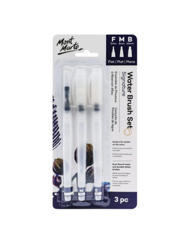 Pensula cu rezervor Mont Marte BMHS0045, varf drept, pentru acuarele apa, set 3 bucata