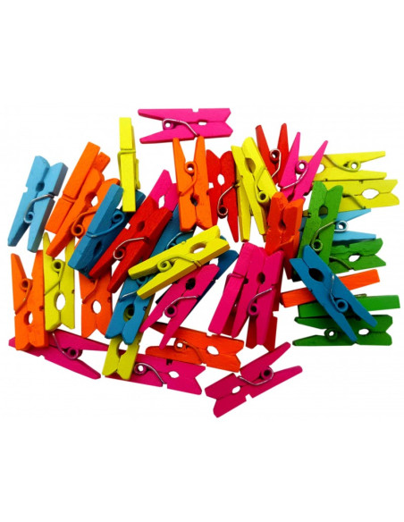 Accesorii creatie - lemn - carlig, colorat, 2.5cm, set 40 buc, Colorarte