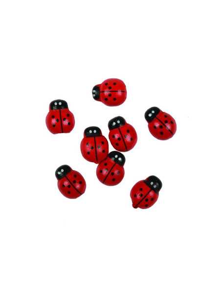 Accesorii creatie - lemn - buburuza, colorat, 2x1.4cm, set 20 buc, Colorarte