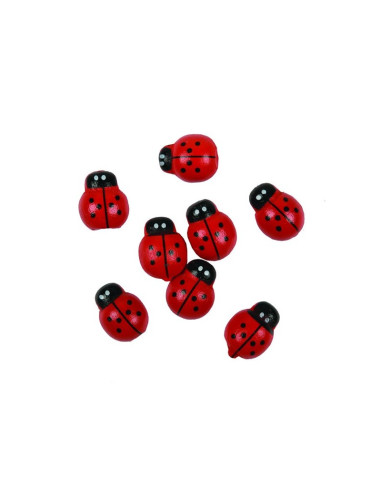 Accesorii creatie - lemn - buburuza, colorat, 2x1.4cm, set 20 buc, Colorarte