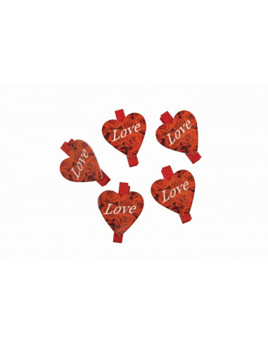 Accesorii creatie - lemn - inimioare LOVE, colorat, 3.5cm, set 6 buc, Colorarte