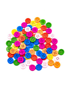 Accesorii creatie - lemn - nasturi, 15mm, diverse culori, set 80 buc, Colorarte 2